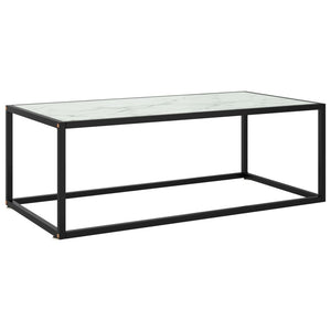 Schwarzer Couchtisch mit Marmor-Glasplatte