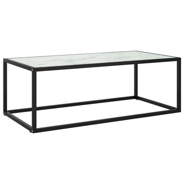 Schwarzer Couchtisch mit Marmor-Glasplatte