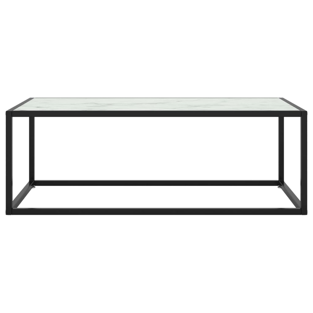 Schwarzer Couchtisch mit Marmor-Glasplatte