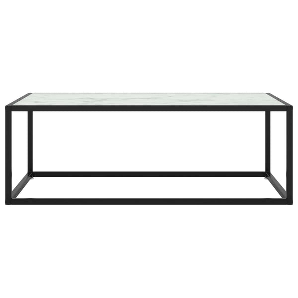 Schwarzer Couchtisch mit Marmor-Glasplatte