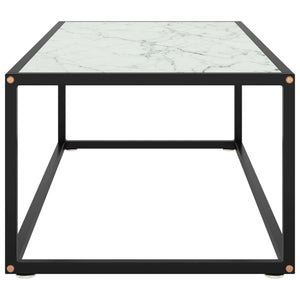 Schwarzer Couchtisch mit Marmor-Glasplatte