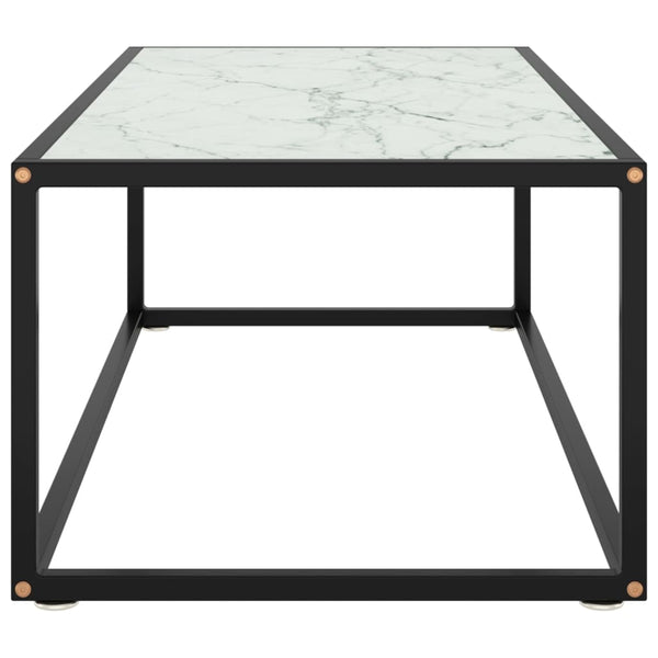 Schwarzer Couchtisch mit Marmor-Glasplatte