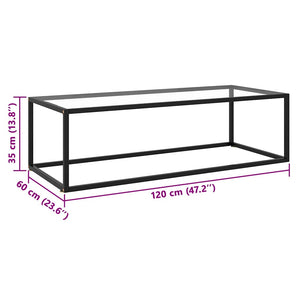 vidaXL Table basse noire avec plateau en verre trempé 120x60x35 cm