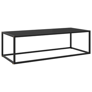 Schwarzer Couchtisch mit Glasplatte 120x50 cm