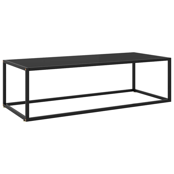 Schwarzer Couchtisch mit Glasplatte 120x50 cm