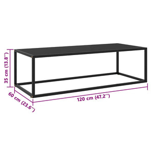 Schwarzer Couchtisch mit Glasplatte 120x50 cm
