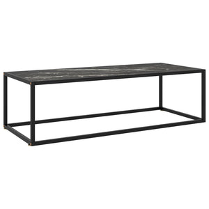 Schwarzer Couchtisch mit Marmor-Glas 120 cm