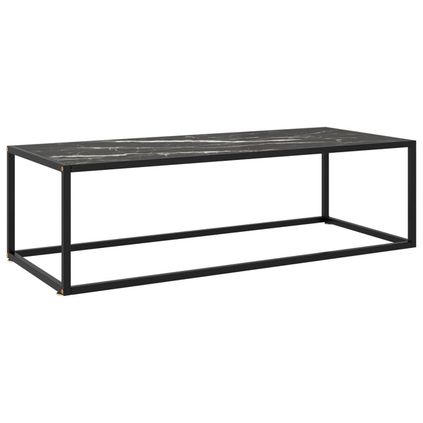 Schwarzer Couchtisch mit Marmor-Glas 120 cm