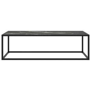 Schwarzer Couchtisch mit Marmor-Glas 120 cm