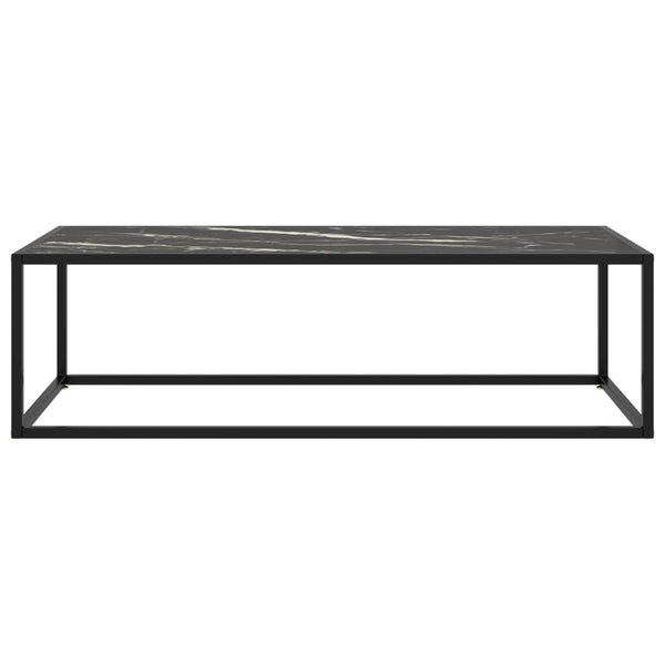 Schwarzer Couchtisch mit Marmor-Glas 120 cm