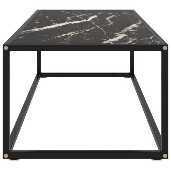 Schwarzer Couchtisch mit Marmor-Glas 120 cm
