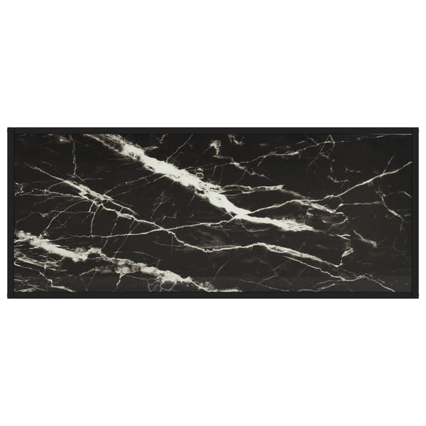 Schwarzer Couchtisch mit Marmor-Glas 120 cm