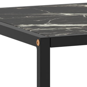 Schwarzer Couchtisch mit Marmor-Glas 120 cm