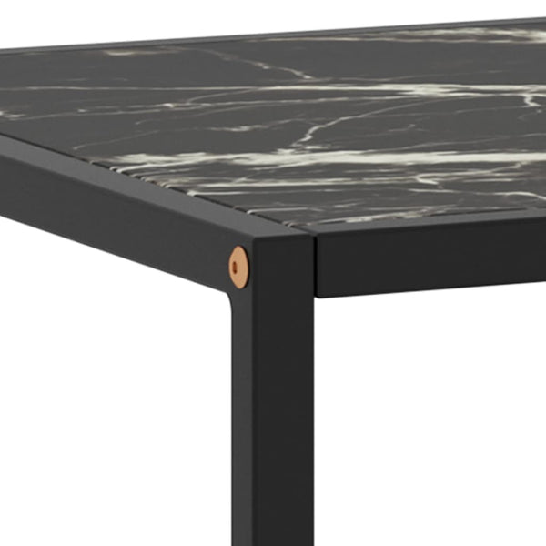 Schwarzer Couchtisch mit Marmor-Glas 120 cm