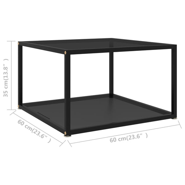 vidaXL Table basse noire 60x60x35 cm verre trempé