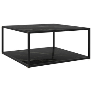 vidaXL Table basse noire 80x80x35 cm verre trempé
