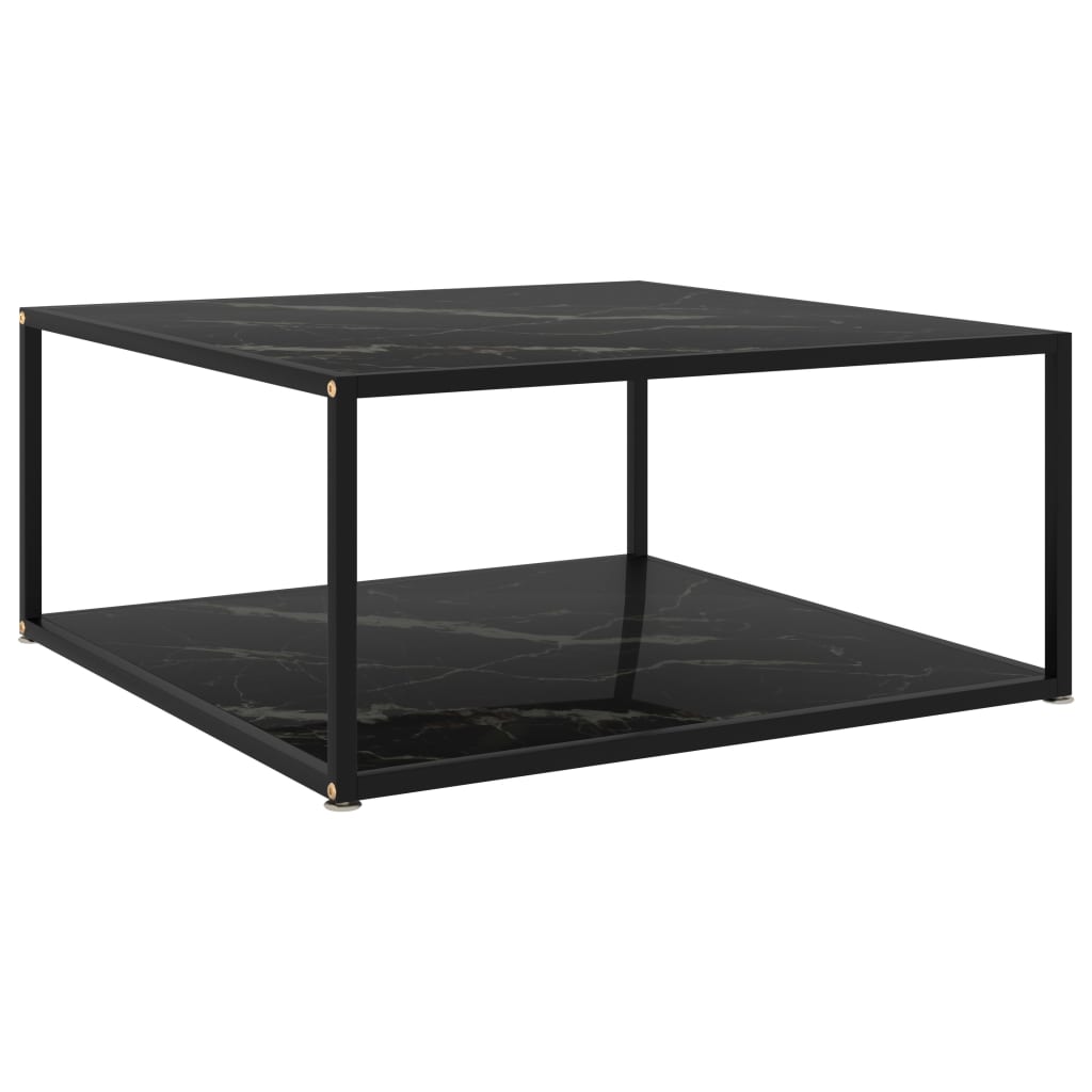 vidaXL Table basse noire 80x80x35 cm verre trempé