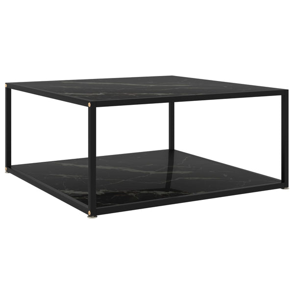 vidaXL Table basse noire 80x80x35 cm verre trempé