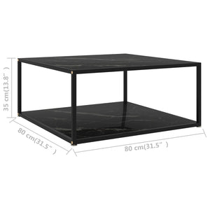 vidaXL Table basse noire 80x80x35 cm verre trempé