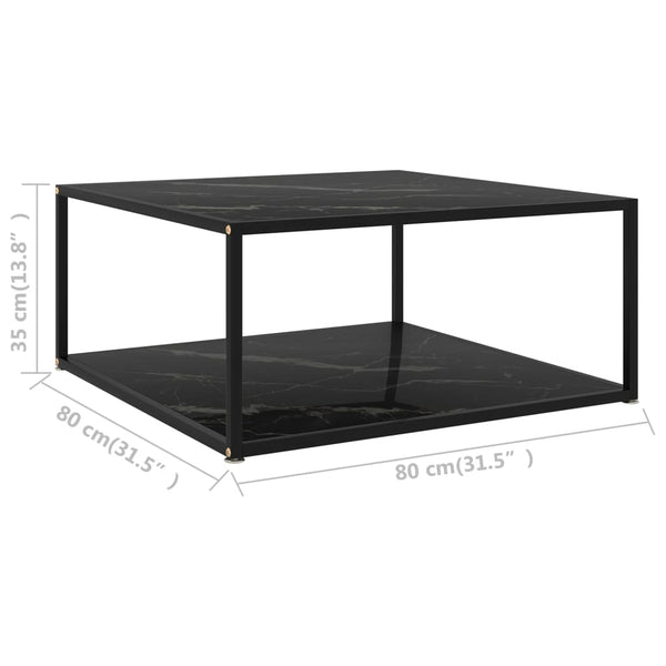 vidaXL Table basse noire 80x80x35 cm verre trempé