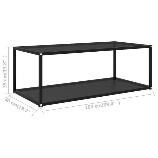 Schwarzer Couchtisch aus Glas 100x50 cm