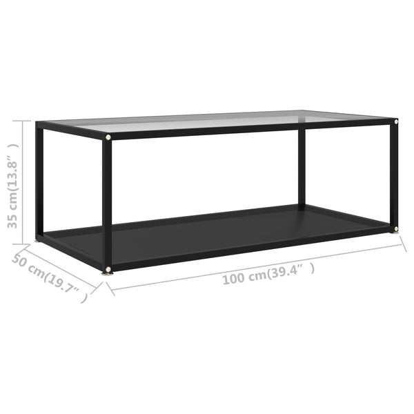 Couchtisch Glas Schwarz Transparent 100x50 cm