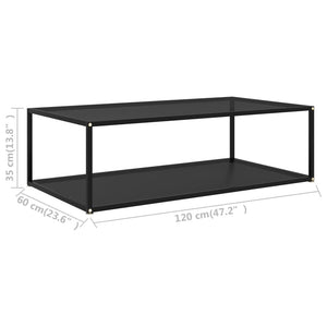 vidaXL Table basse noire 120x60x35 cm Verre trempé