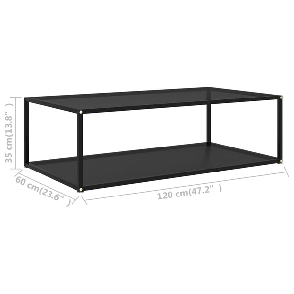 vidaXL Table basse noire 120x60x35 cm Verre trempé