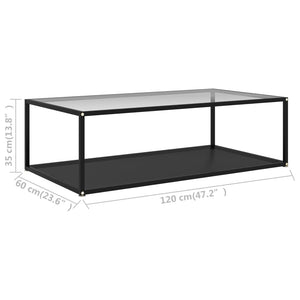 vidaXL Table basse transparente et noire 120x60x35 cm Verre trempé