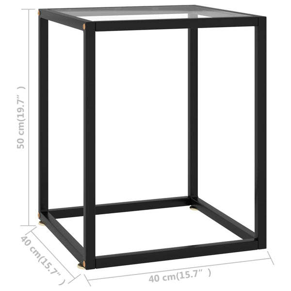 vidaXL Table basse noire avec plateau en verre trempé 40x40x50 cm