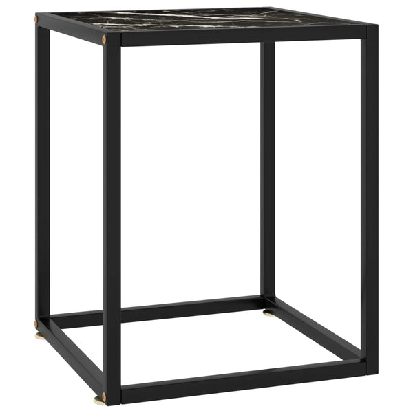 Schwarzer Couchtisch mit Marmor-Glas 40x40x50
