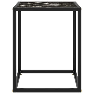 Schwarzer Couchtisch mit Marmor-Glas 40x40x50