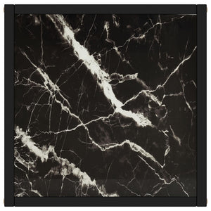 Schwarzer Couchtisch mit Marmor-Glas 40x40x50