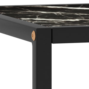 Schwarzer Couchtisch mit Marmor-Glas 40x40x50
