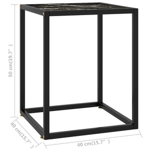 Schwarzer Couchtisch mit Marmor-Glas 40x40x50