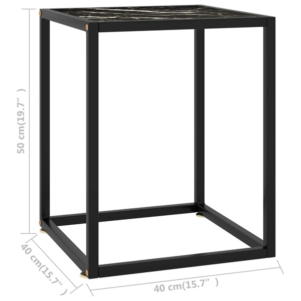 Schwarzer Couchtisch mit Marmor-Glas 40x40x50