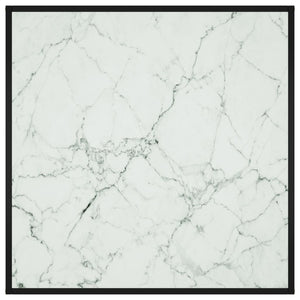 Schwarzer Couchtisch mit Marmor-Glasplatte 90x90 cm