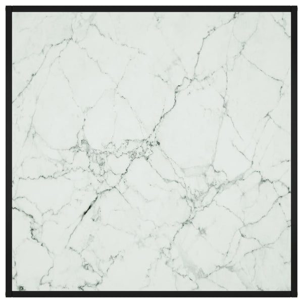 Schwarzer Couchtisch mit Marmor-Glasplatte 90x90 cm