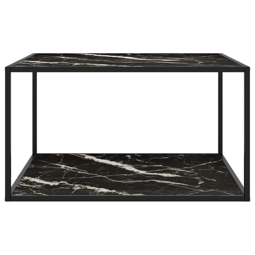 vidaXL Table basse noire avec plateau en verre noir effet marbre 90x90x50 cm