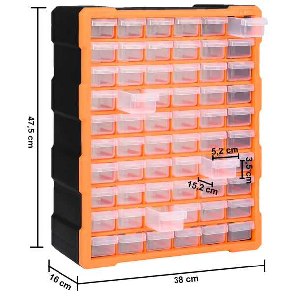 Multi-Schubladen-Organizer mit 60 Schubladen 38x16x47,5 cm