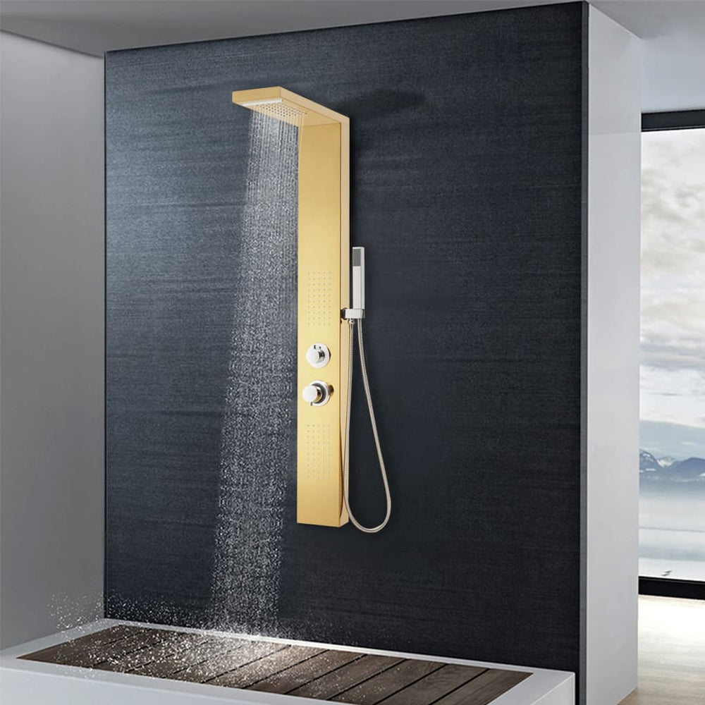 vidaXL Panneau de douche, système, acier inoxydable 201 doré