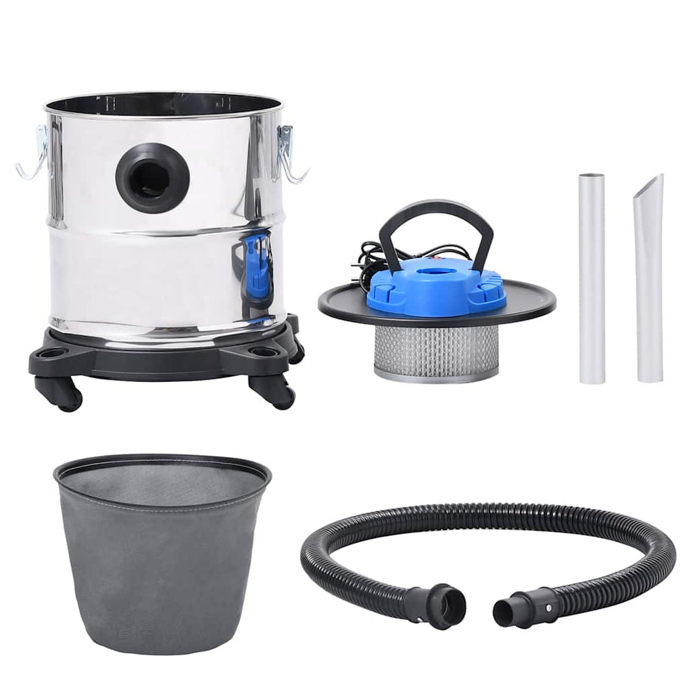vidaXL Cendrier motorisé avec filtre HEPA 1200W 20 L Inox