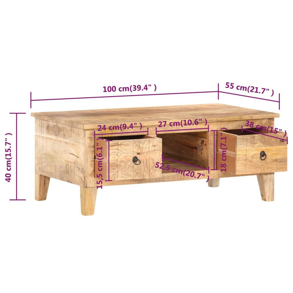 Couchtisch aus Mangoholz, 100x55 cm