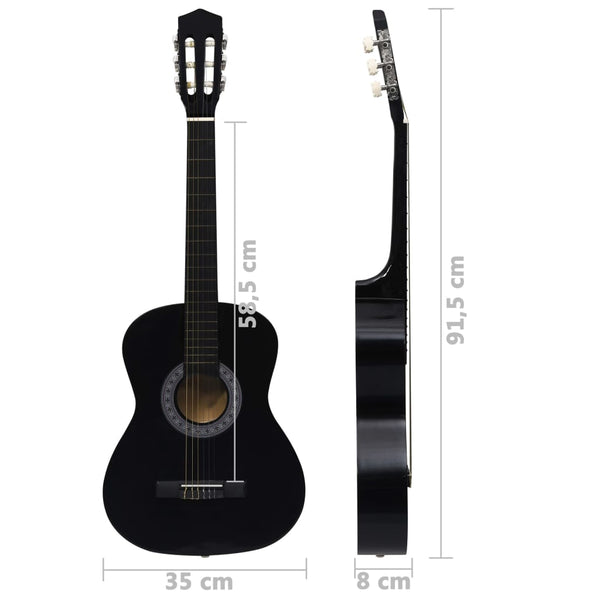 Klassikgitarre für Anfänger mit Tasche Schwarz 3/4 36"