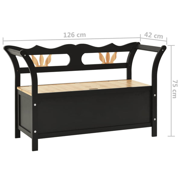 Sitzbank Schwarz 126cm mit Stauraum