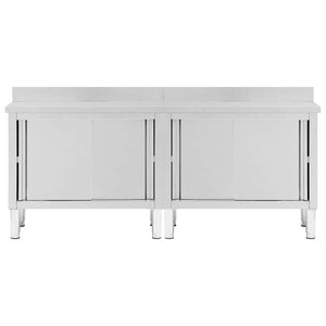 Arbeitsschränke mit Schiebetüren 2 Stk. 200x50x(95-97) cm Edelstahl