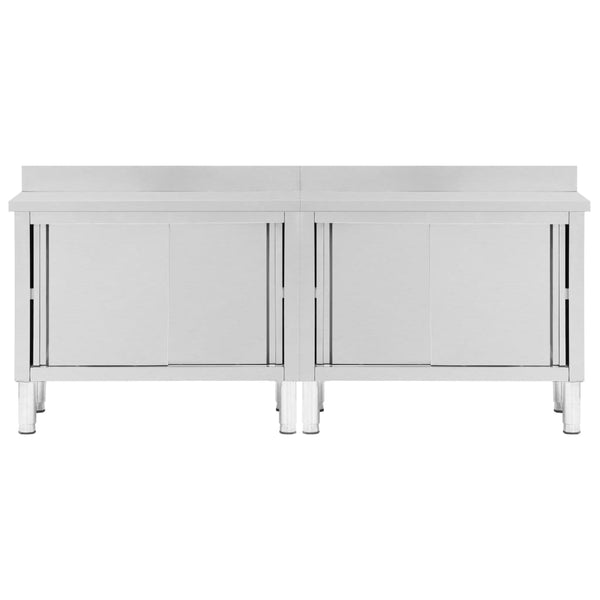 Arbeitsschränke mit Schiebetüren 2 Stk. 240x50x(95-97) cm Edelstahl