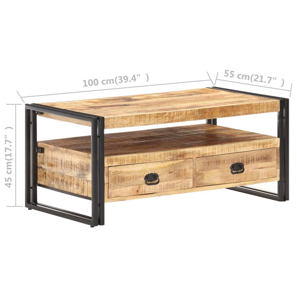 Couchtisch aus rauem Mangoholz, 100 cm