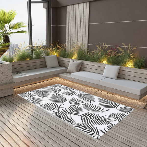 Outdoor-Teppich ARAKIL Weiß und Schwarz 160x230 cm PP