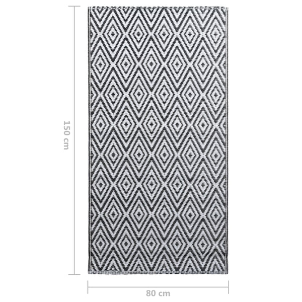 Outdoor-Teppich ARAKIL Weiß und Schwarz 80x150 cm PP